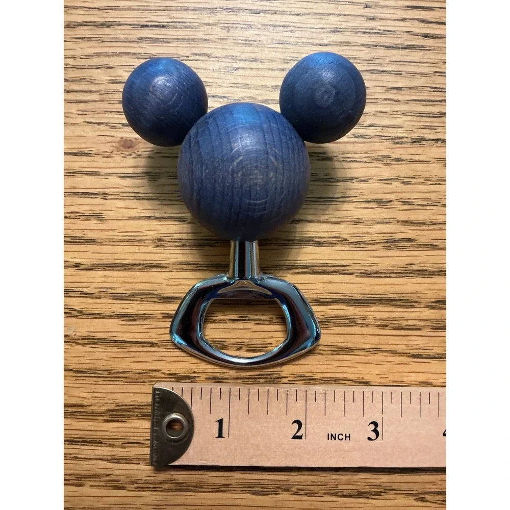 Disney Mickey Mouse Blue Wood Bottle Opener Icon Silhouette Barware Collectible
